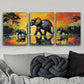 3pcs Elephant is Walking Colorful Nature Perfect Wall Art Set Canvas Framed 40x60cm - High Quality Print 100% Australian Made Wall Canvas Ready to Hang