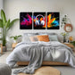 3pcs Vibrant Headphone Explosion  Wall Art Set Canvas Framed 40x60cm - High Quality Print 100% Australian Made Wall Canvas Ready to Hang