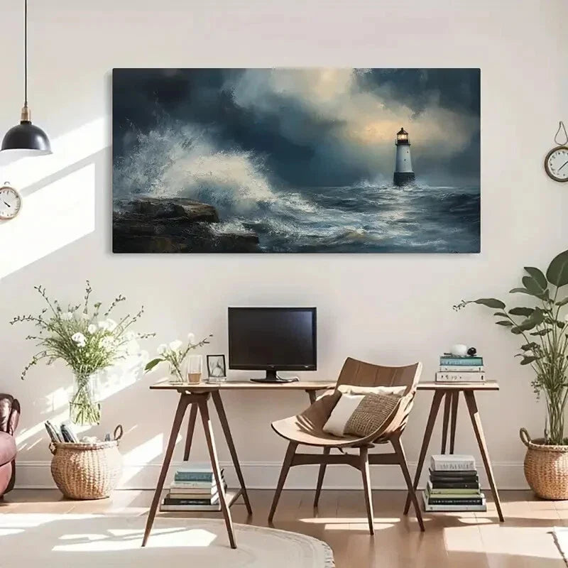 Ocean View Stormy Clouds Wall Art Canvas Office Home Room Framed 120x60cm