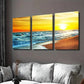 3pcs Ocean Waves & Sandy Shoreline Sunset Beach Wall Art Set Canvas Framed 40x60cm - High Quality Print 100% Australian Made Wall Canvas Ready to Hang