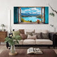 Serene Lake View Vibrant Wall Art Canvas Office Home Room Framed 80x45cm