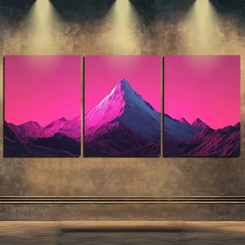 3pcs Vibrant Snow Mountain Colorful Perfect Wall Art Set Canvas Framed 40x60cm - High Quality Print 100% Australian Made Wall Canvas Ready to Hang
