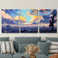 3pcs Beautiful Sunset Seascape Blue Sky & Ocean Wall Art Set Canvas Framed 40x60cm - High Quality Print 100% Australian Made Wall Canvas Ready to Hang
