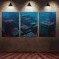 3pcs Aerial View of Seabed Square Blocks Metal Print Ready to Hang Art