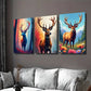 3pcs Colorful Deer Forest Wildlife & Floral Wall Art Set Canvas Framed 40x60cm - High Quality Print 100% Australian Made Wall Canvas Ready to Hang