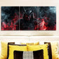 3pcs A crimson warrior with black horns Metal Print Ready to Hang Art