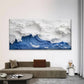 Abstract Blue Ocean Waves Wall Art Canvas Office Home Room Framed 120x60cm