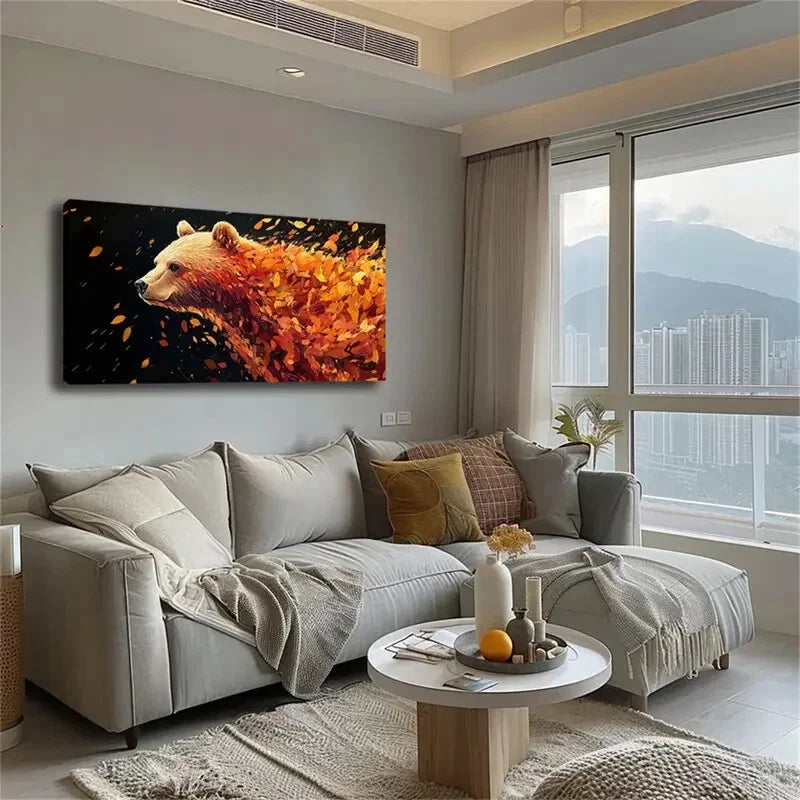 The Image Of A Bear Blends Wall Art Canvas Office Home Room Framed 120x60cm