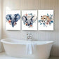 3pcs Elephants and Cheetah with Floral Perfect Wall Art Set Canvas Framed 40x60cm - High Quality Print 100% Australian Made Wall Canvas Ready to Hang