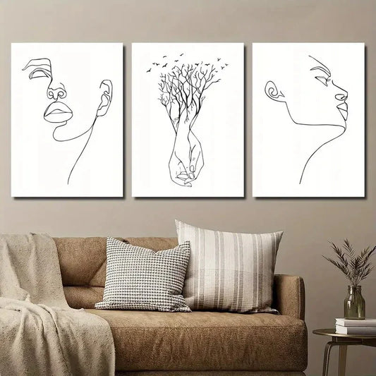 3pcs Black And White Simple Couple Holding Hands Metal Print Ready to Hang Art
