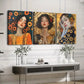 3pcs Abstract Women Black & Golden Red Rose Blue Wall Art Set Canvas Framed 40x60cm - High Quality Print 100% Australian Made Wall Canvas Ready to Hang