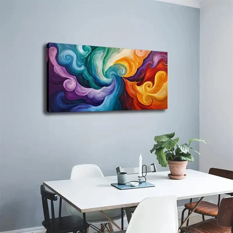 Vibrant Swirls in Purple Wall Art canvas office home room framed 120x60cm