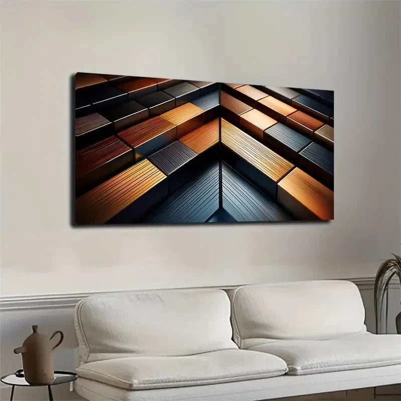 Abstract Squares Resembling Wall Art Canvas Office Home Room Framed 120x60cm