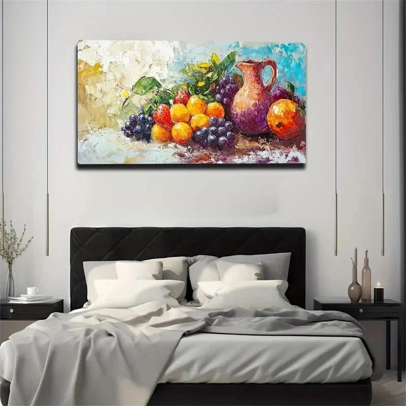 Vibrant Fruit Grapes Still Life Wall Art Canvas Office Home Room Framed 120x60cm