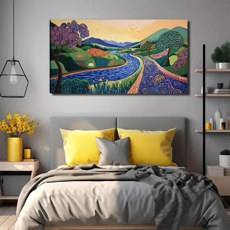 River Road Landscape Wall Art Canvas Office Home Room Framed 80x45cm