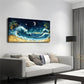 Starry Night Sky & Ocean Waves Wall Art Canvas Office Home Room Framed 120x60cm