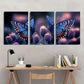 3pcs Black Butterfly A Scenery Theme Metal Print Ready to Hang Art