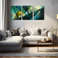 3pcs Crystal Design in Green & Yellow Wall Art Set Canvas Framed 40x60cm - High Quality Print 100% Australian Made Wall Canvas Ready to Hang