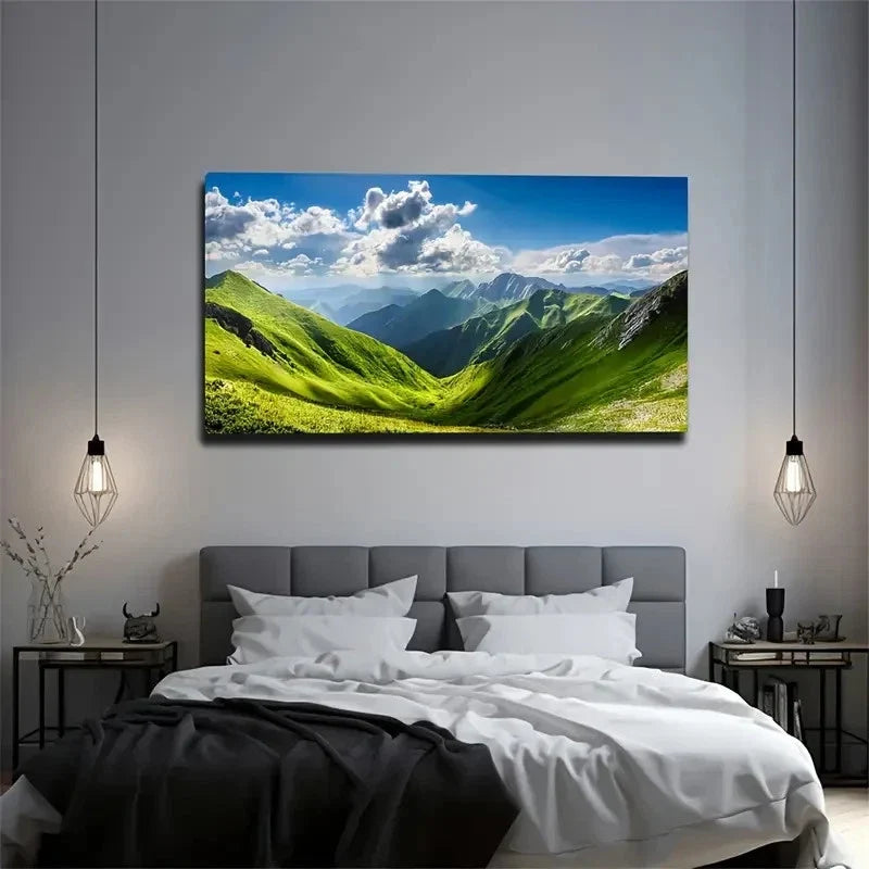 Majestic Mountain Distinct Wall Art Canvas Office Home Room Framed 80x45cm