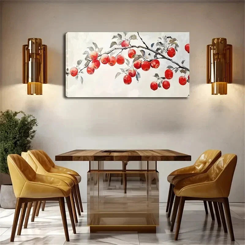 Fruits Mixed With Green Leaves Wall Art Canvas Office Home Room Framed 120x60cm