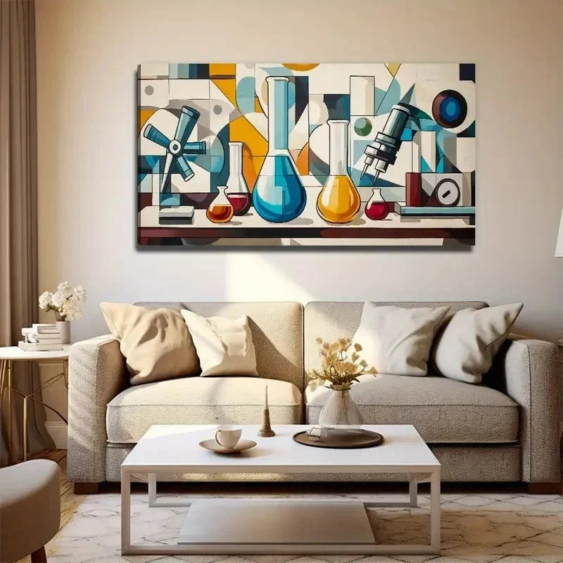 Chemical Laboratory Wall Art Canvas Office Home Room Framed 120x60cm