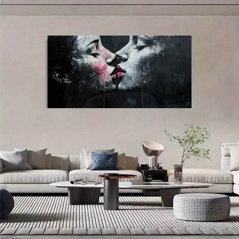 Modern Minimalist Black & White Wall Art Canvas Office Home Room Framed 120x60cm