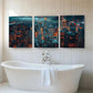 3pcs Night Cityscape Glowing Urban Sky Perfect Wall Art Set Canvas Framed 40x60cm - High Quality Print 100% Australian Made Wall Canvas Ready to Hang