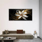White Flowers Golden Lines Wall Art Canvas Office Home Room Framed 120x60cm