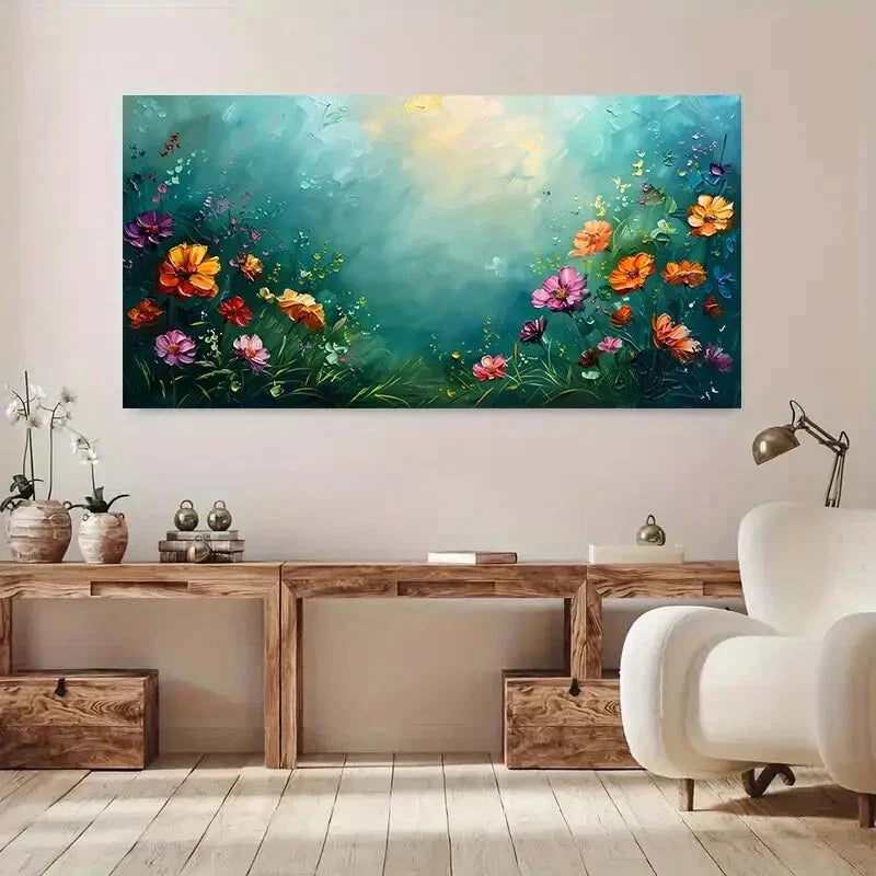 Relaxation Vibrant Floral Wall Art Canvas Office Home Room Framed 120x60cm