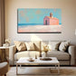 Light Red House Coastal Wall Art Canvas Office Home Room Framed 120x60cm