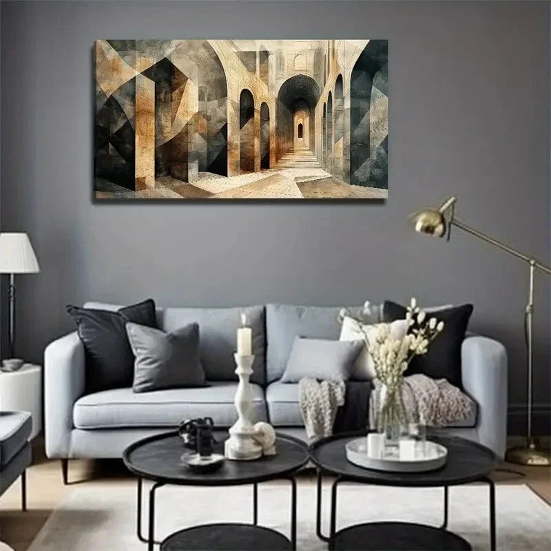 Abstract Ancient Architecture Wall Art Canvas Office Home Room Framed 120x60cm