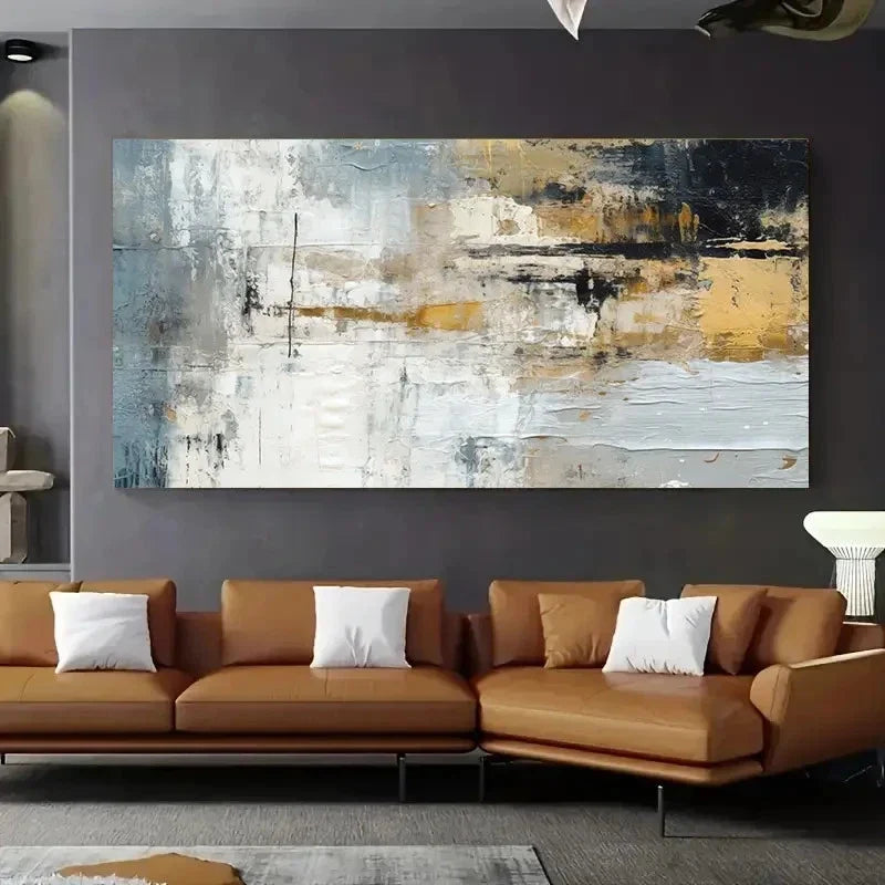 Abstract Black Yellow Graffiti Wall Art Canvas Office Home Room Framed 120x60cm