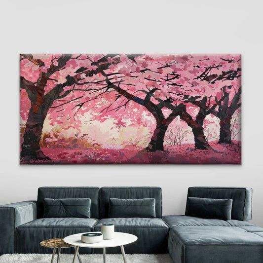 Spring Cherry Blossom Trees Wall Art Canvas Office Home Room Framed 80x45cm
