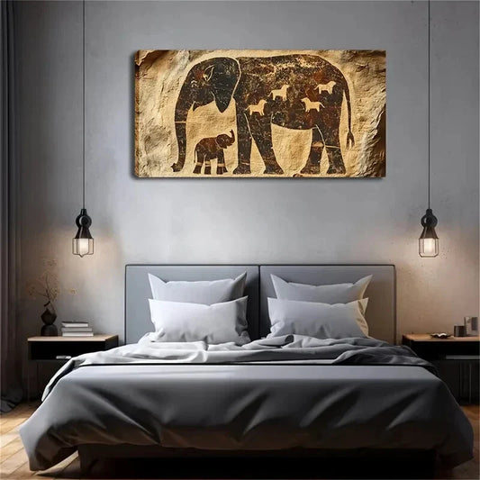 Modern Abstract Elephant Wall Art Canvas Office Home Room Framed 120x60cm