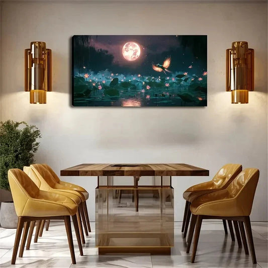 Blooming for Lotus Shimmers Wall Art Canvas Office Home Room Framed 120x60cm
