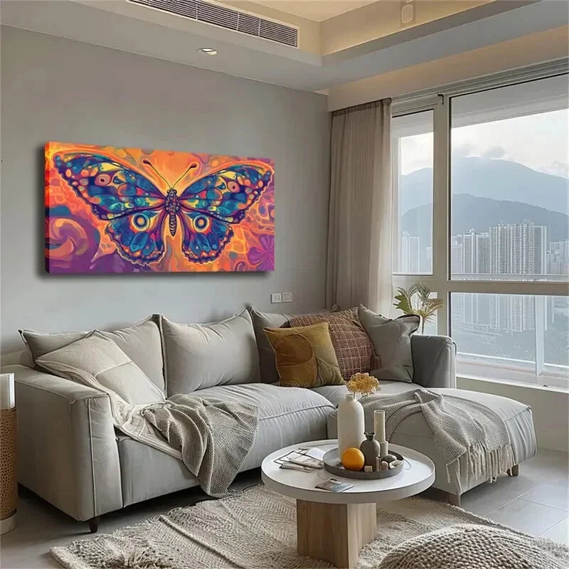Abstract Butterfly Wings Modern Wall Art Canvas Office Home Room Framed 120x60cm