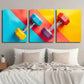 3pcs Fitness & Bodybuilding Dumbbell Wall Art Set Canvas Framed 40x60cm - High Quality Print 100% Australian Made Wall Canvas Ready to Hang