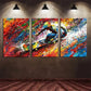 3pcs Skateboard Graffiti Colourful Painting Metal Print Ready to Hang Art