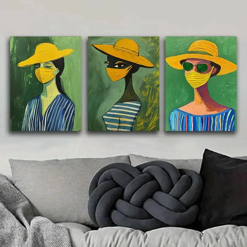 3pcs Abstract Women Colorful Modern Perfect Art Set Canvas Framed 40x60cm - High Quality Print 100% Australian Made Wall Canvas Ready to Hang