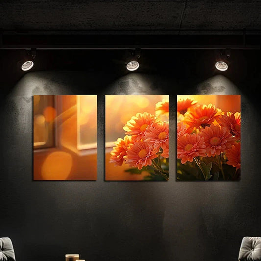 3pcs Ornamental Flower Cloth Colourful Metal Print Ready to Hang Art
