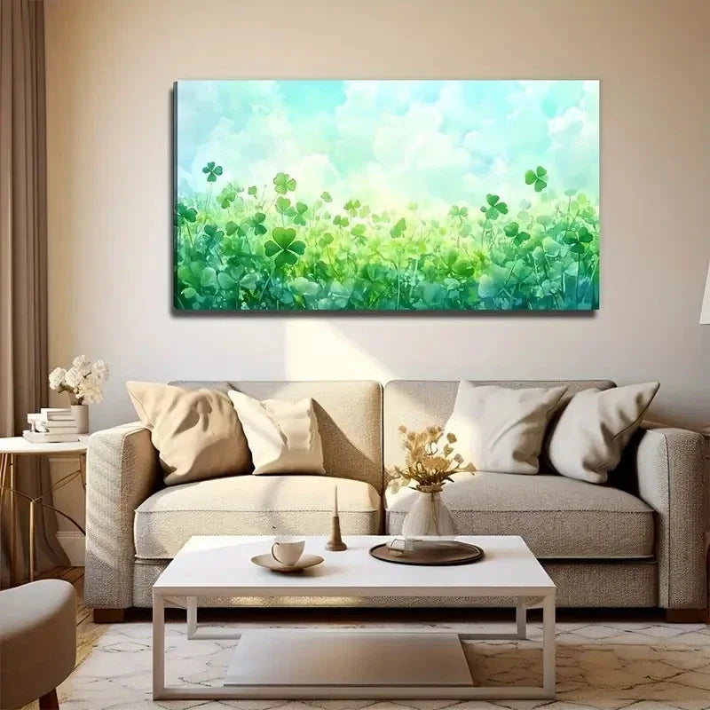 Clover World Nature Wall Art Canvas Office Home Room Framed 120x60cm