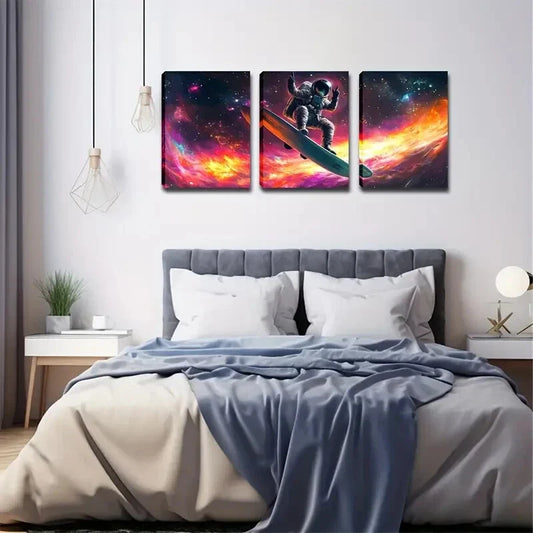 3pcs Future Human Beings Freely Explore   Wall Art Set Canvas Framed 40x60cm - High Quality Print 100% Australian Made Wall Canvas Ready to Hang