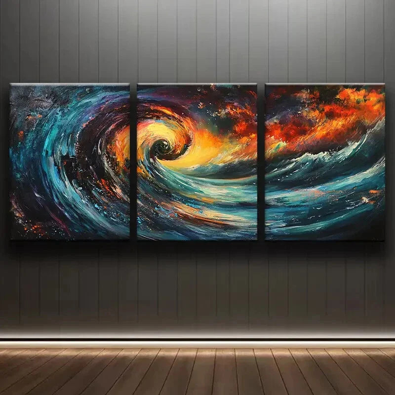 3pcs Swirling Vortex of Colorful Nature Wall Art Set Canvas Framed 40x60cm - High Quality Print 100% Australian Made Wall Canvas Ready to Hang