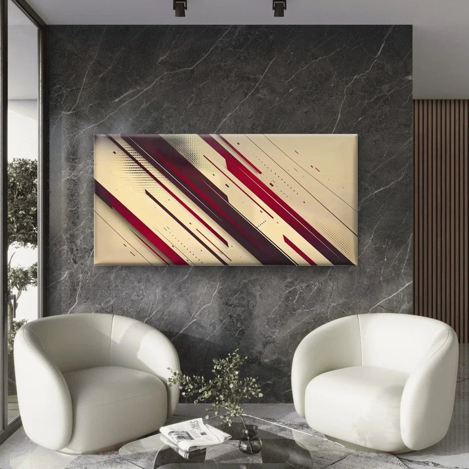Abstract With Diagonal Stripes Wall Art Canvas Office Home Room Framed 120x60cm