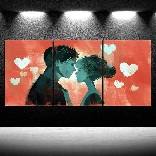 3pcs Abstract Watercolor Kiss Romantic Couple Metal Print Ready to Hang Art