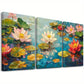 3pcs Decorative Lotus Flowers with Pink Petals Wall Art Set Canvas Framed 40x60cm - High Quality Print 100% Australian Made Wall Canvas Ready to Hang