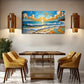 Turquoise Waves Sandy Shoreline Wall Art Canvas Office Home Room Framed 120x60cm