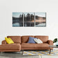 3pcs Natural Trees with Misty Lake Reflection Metal Print Ready to Hang Art