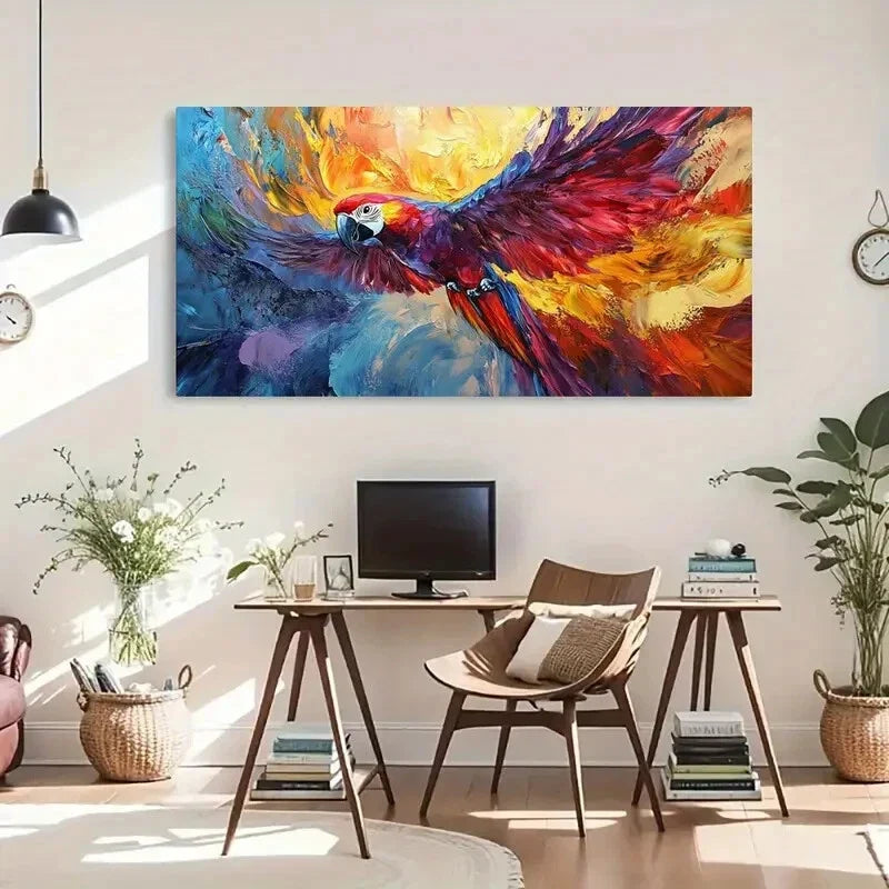 Vibrant Floral Pattern Abstract Wall Art Canvas Office Home Room Framed 80x45cm
