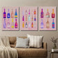 3pcs Beautiful Girly Wine Bottle Bar Cart Wall Art Set Canvas Framed 40x60cm - High Quality Print 100% Australian Made Wall Canvas Ready to Hang